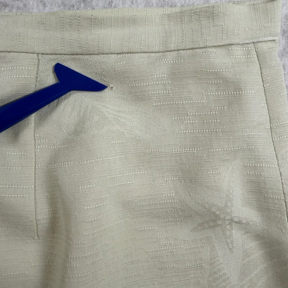 Tommy Bahama Silk Seashell Jacquard Wide Leg Pants Beige Womens 14 Side Zip